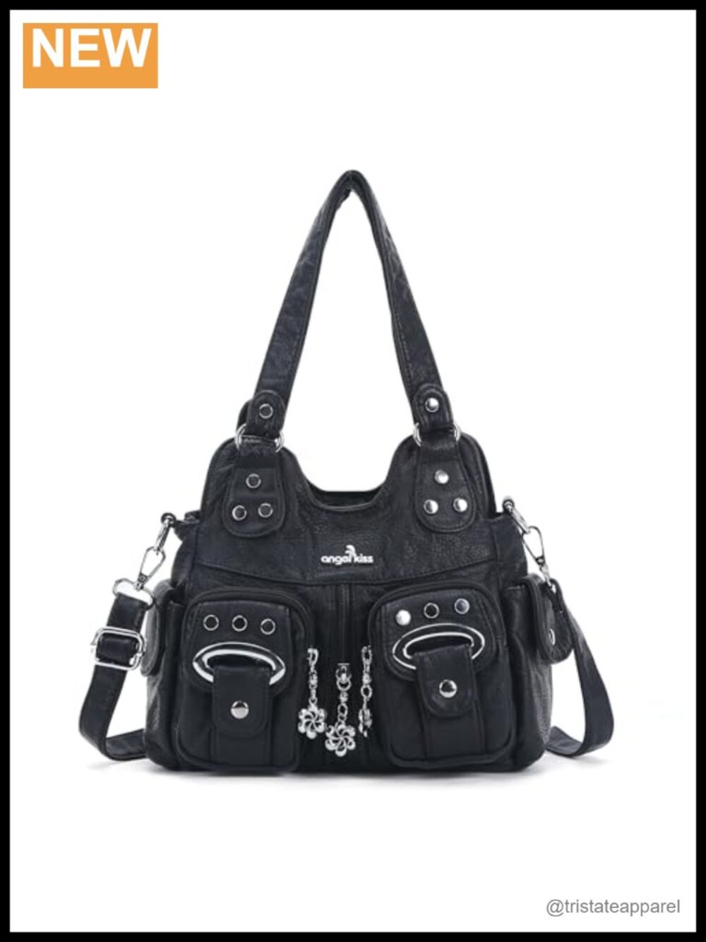 Small Washed Vegan Leather Hobo Purse Multi-Pocket Crossbody